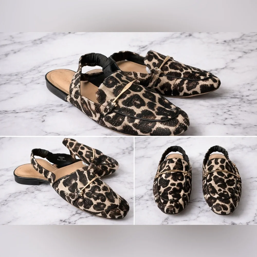 Leopard Print Slingback Loafers - Women size 6